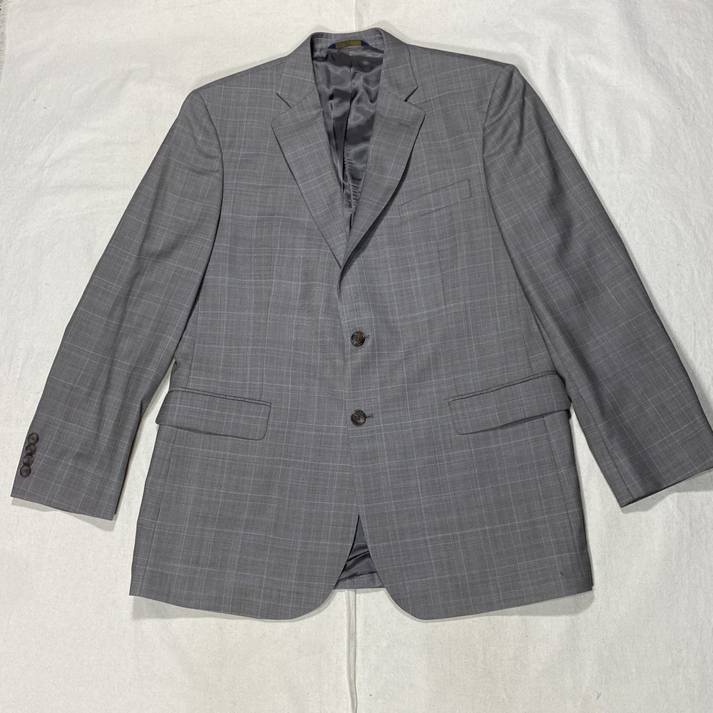 Brooks Brothers 346 Madison Fit Windowpane Wool Sport Coat Brown Size 44L